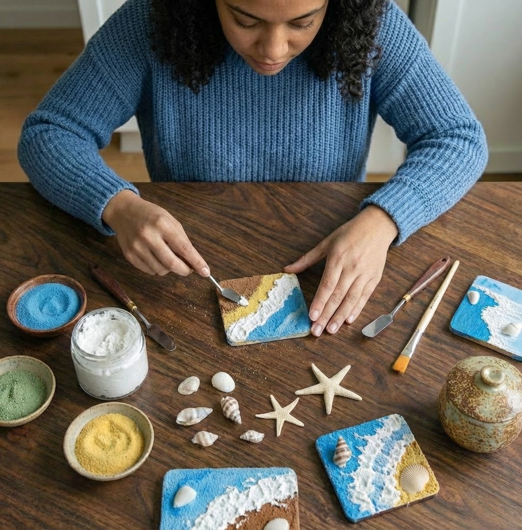 Quartz Sand Texture Art - DIY Mini Ocean on Magnet [2 Hours]